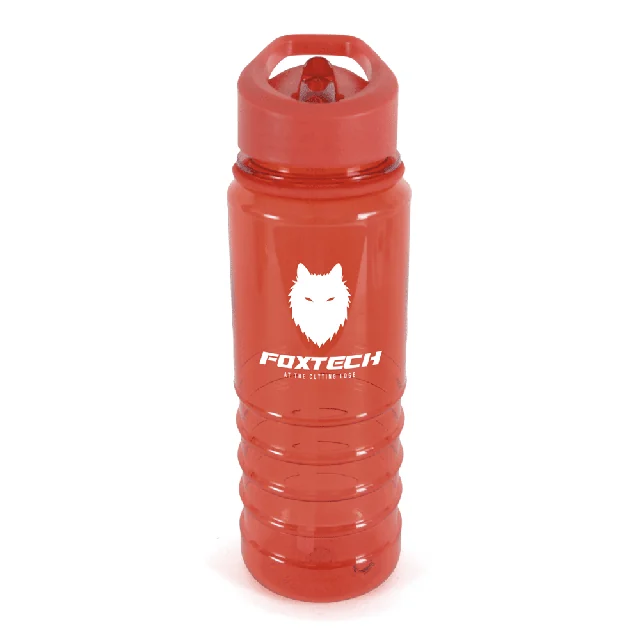 Single red sports bottle with sample branding