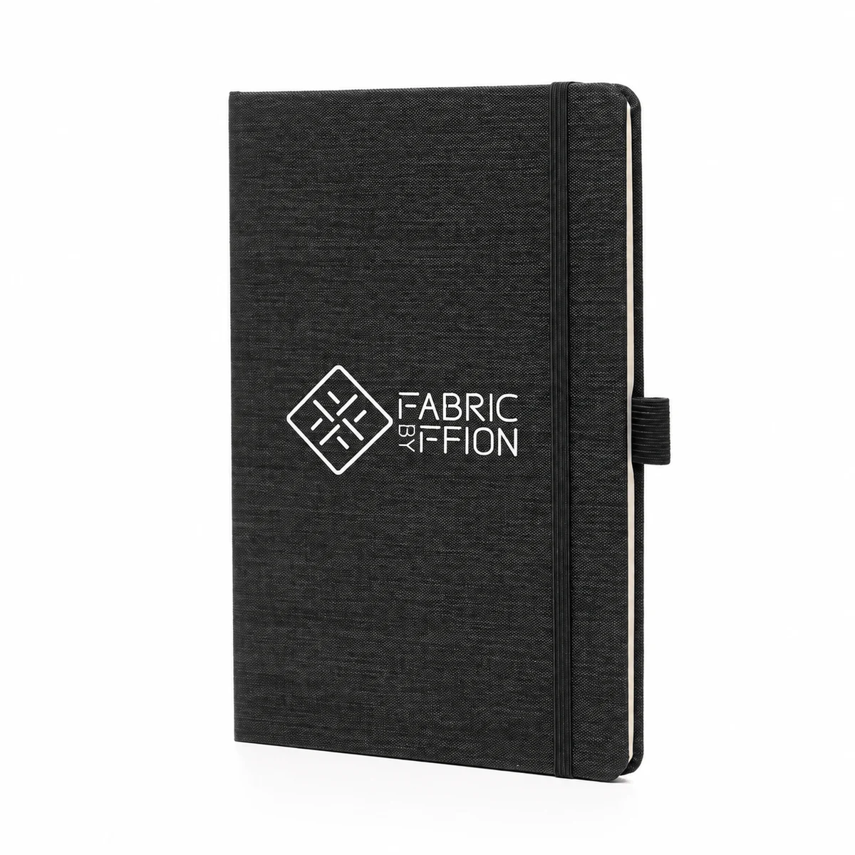 A5 black Mole notebook with example branding