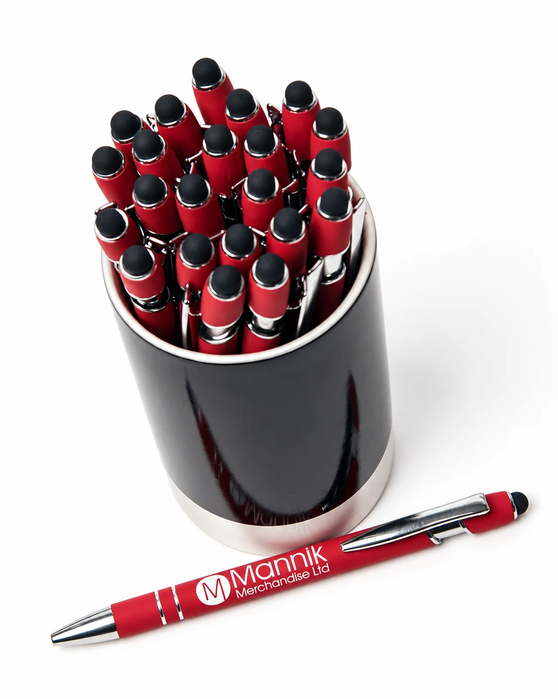 Mannik branded Nimrod soft feel pens, view the product
