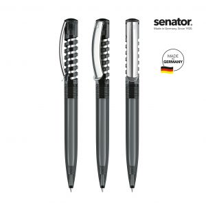 Senator New Spring Clear Plastic Ball Pen With Metal Clip