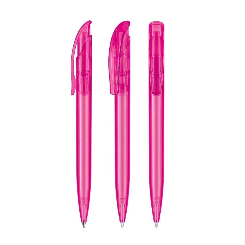 Senator Challenger Clear Plastic Ball Pen in Rhodamine Red