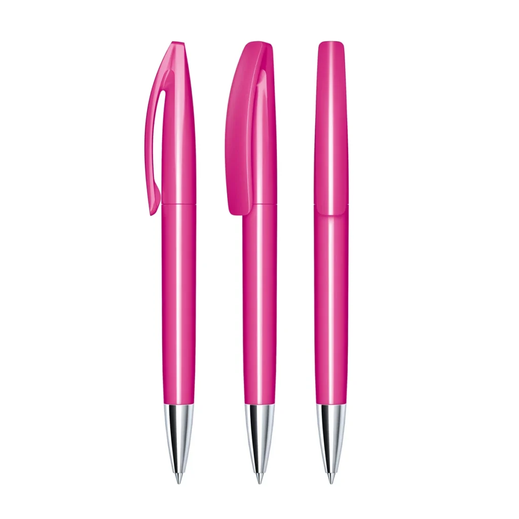 Senator Bridge Polished Plastic Ball Pen With Metal Tip in Rhodamine Red