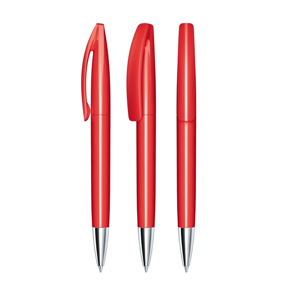 Senator Bridge Polished Plastic Ball Pen With Metal Tip in Strawberry Red 186