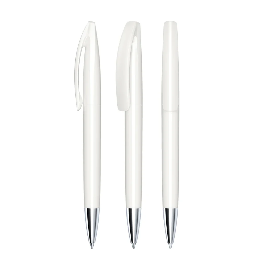 Senator Bridge Polished Plastic Ball Pen With Metal Tip in White