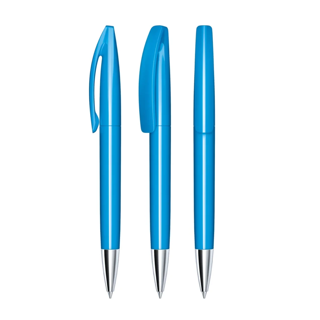 Senator Bridge Polished Plastic Ball Pen With Metal Tip in Hex. Cyan