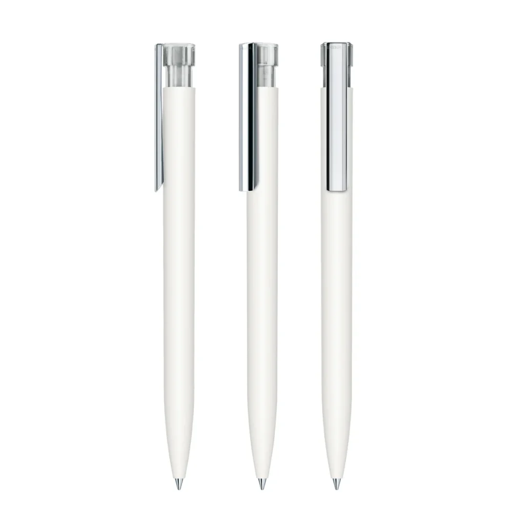 Senator Liberty Soft Touch Ball Pen With Metal Clip in White