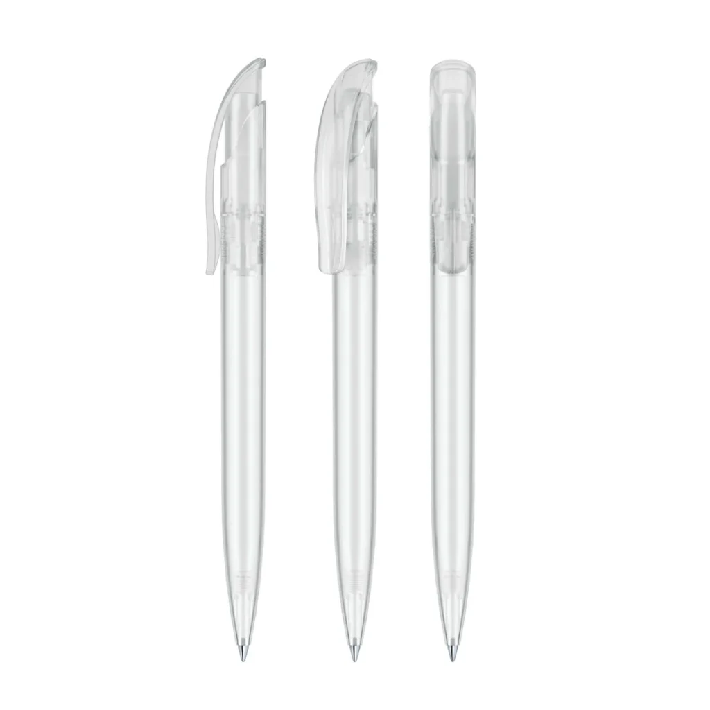 Senator Challenger Frosted Plastic Ballpen in Clear/White