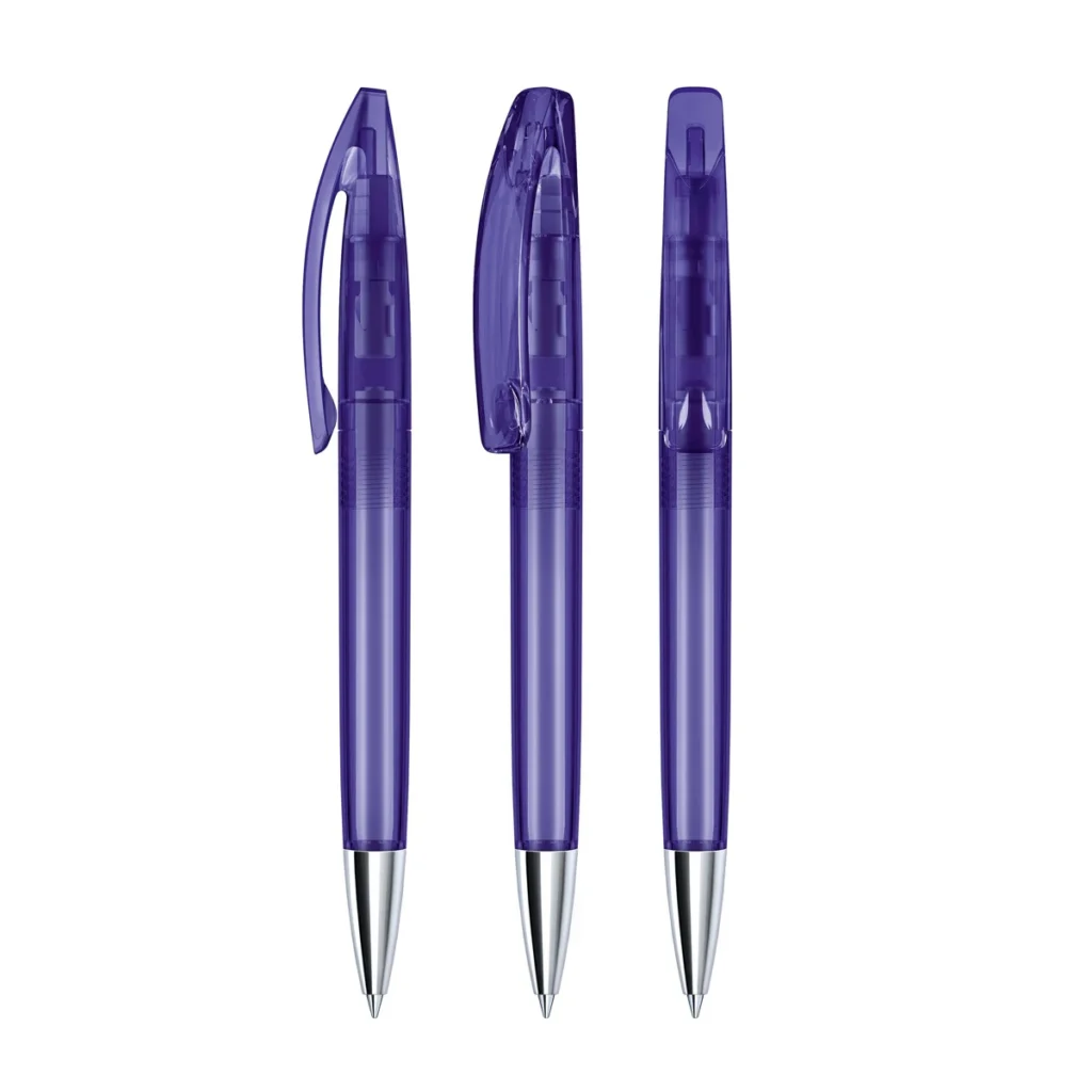 Senator Bridge Clear Plastic Ballpen with Metal Tip in Purple 267