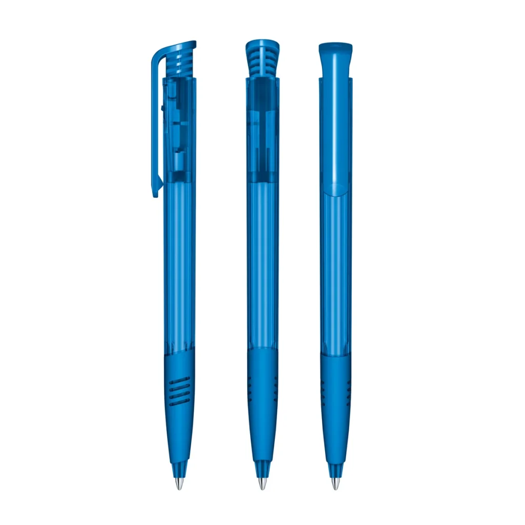 Senator Super Hit Clear Plastic Ballpen with Soft Grip in Full Blue 2935