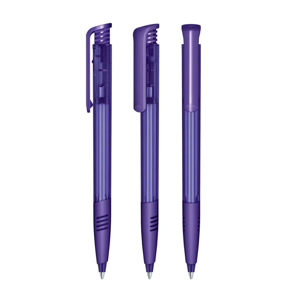 Senator Super Hit Clear Plastic Ballpen with Soft Grip in Purple 267