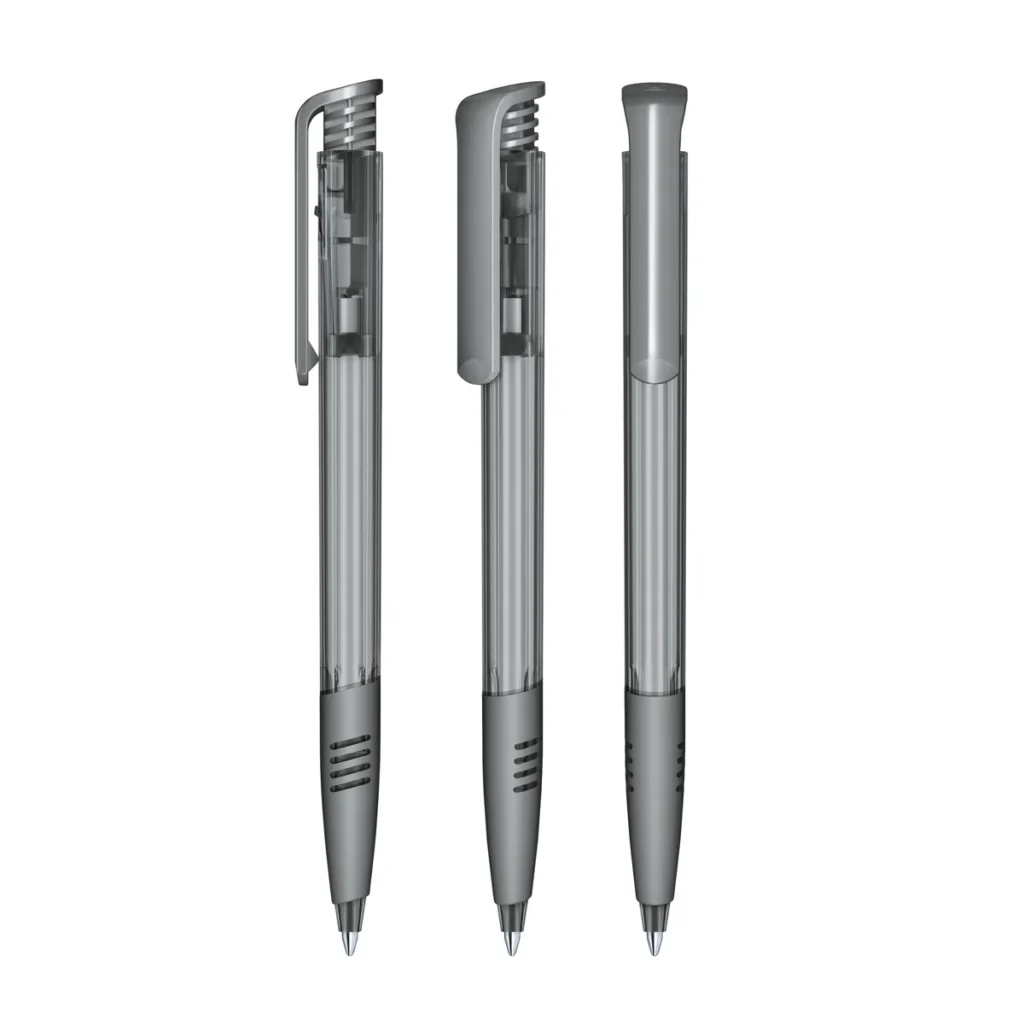 Senator Super Hit Clear Plastic Ballpen with Soft Grip in Cool Grey 9