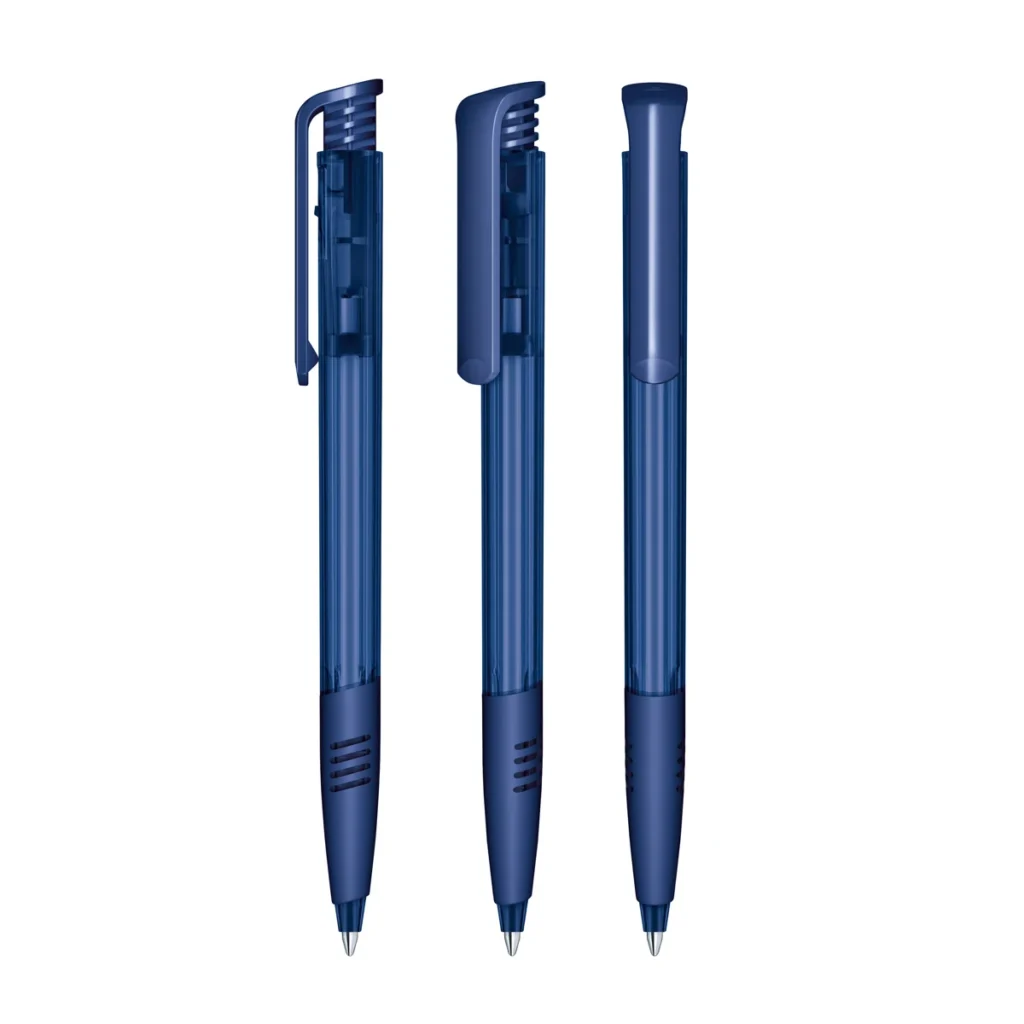 Senator Super Hit Clear Plastic Ballpen with Soft Grip in Dark Blue 2757