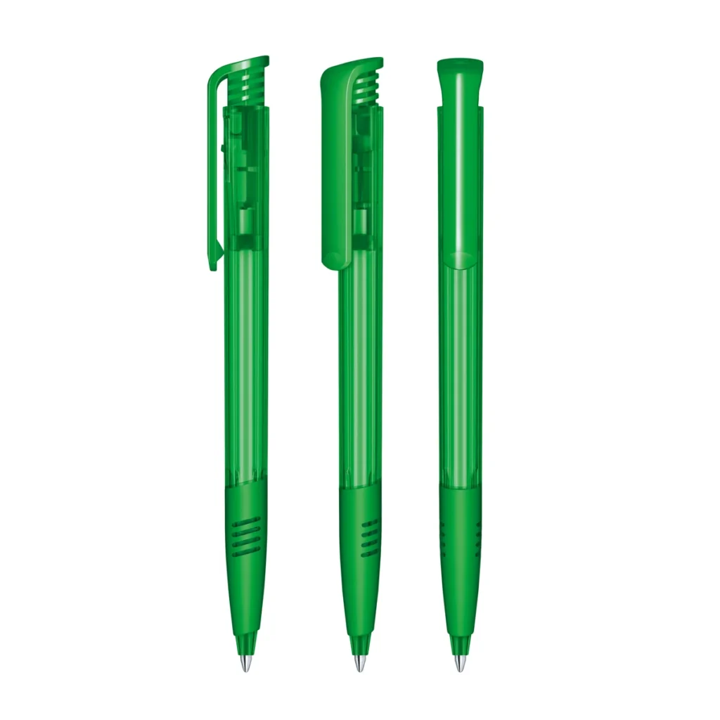 Senator Super Hit Clear Plastic Ballpen with Soft Grip in Vivid Green 347