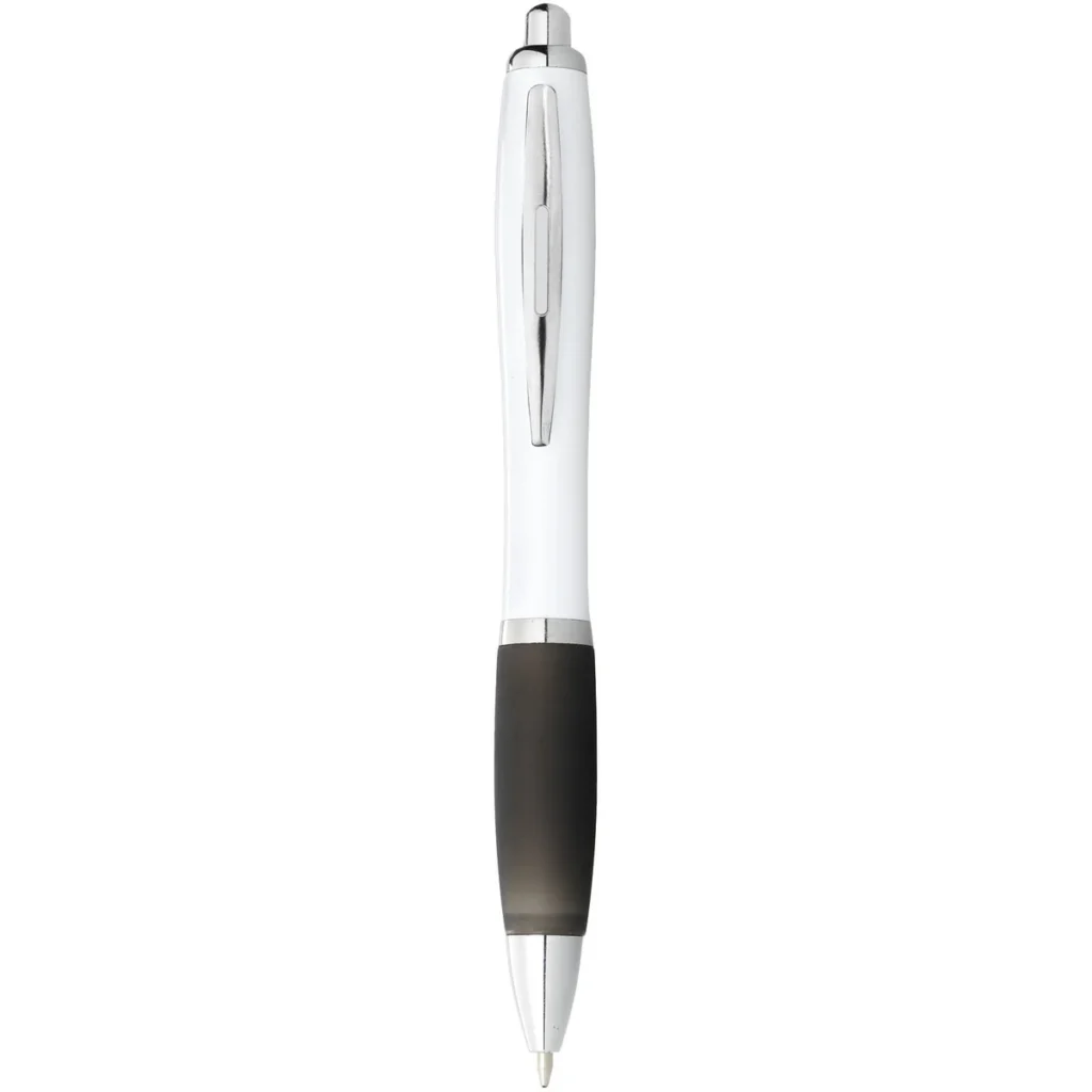 Nash ballpoint pen with white barrel and coloured grip (black ink) in White, Black