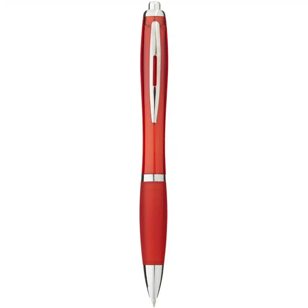 Nash ballpoint pen with coloured barrel and grip (black ink) in Red