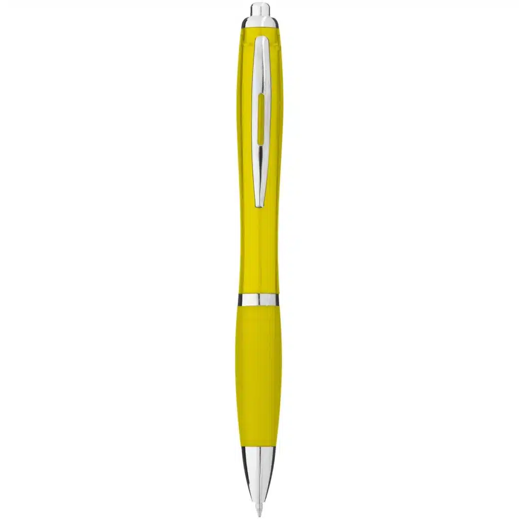 Nash ballpoint pen with coloured barrel and grip (black ink) in Yellow