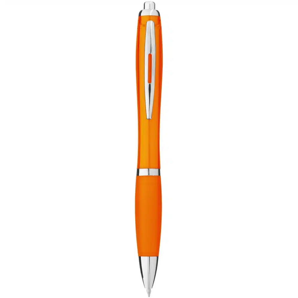Nash ballpoint pen with coloured barrel and grip (black ink) in Orange