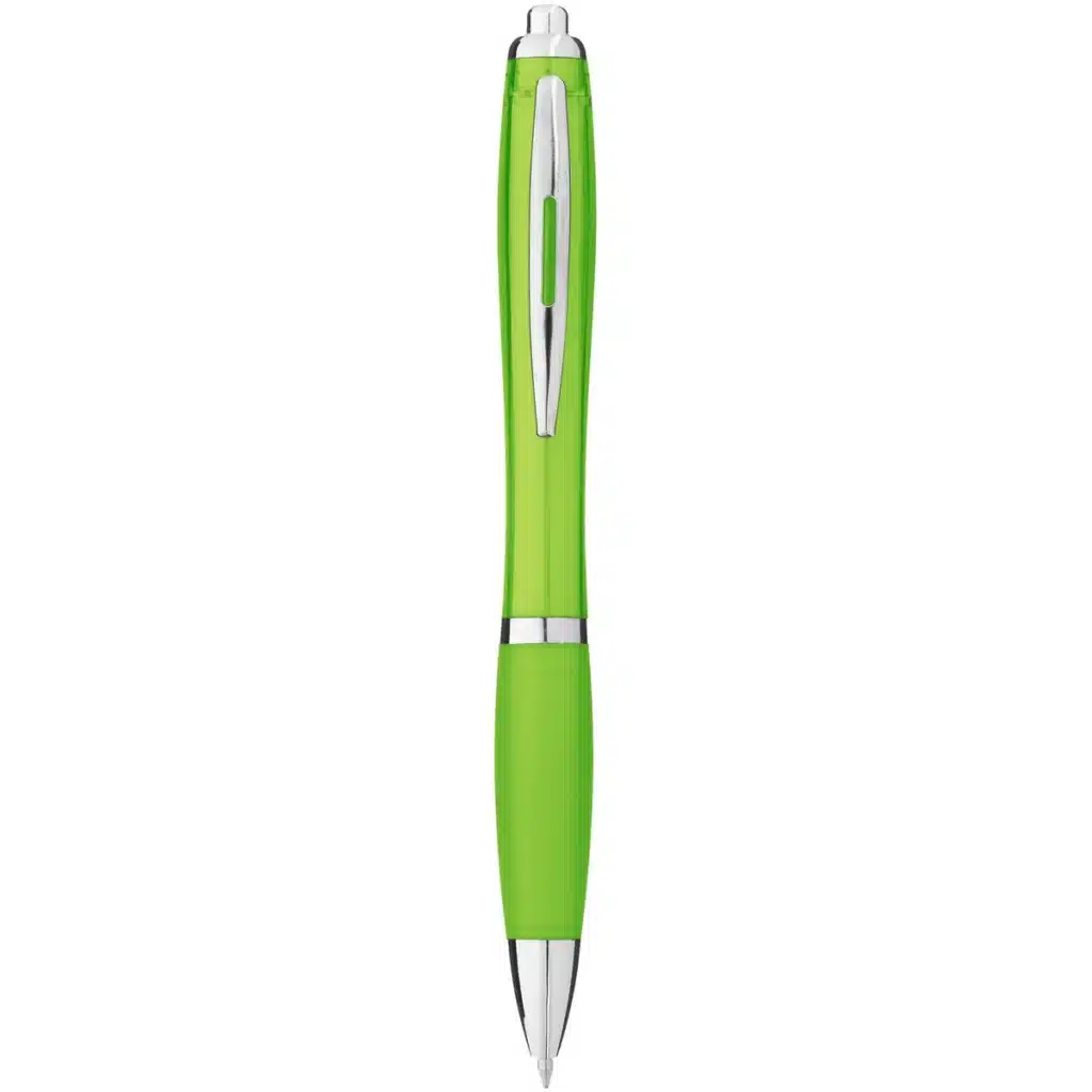 Nash ballpoint pen with coloured barrel and grip (black ink) in Lime