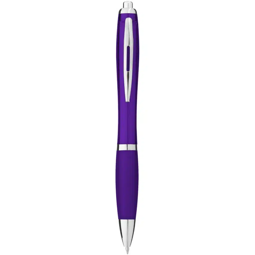 Nash ballpoint pen with coloured barrel and grip (black ink) in Purple