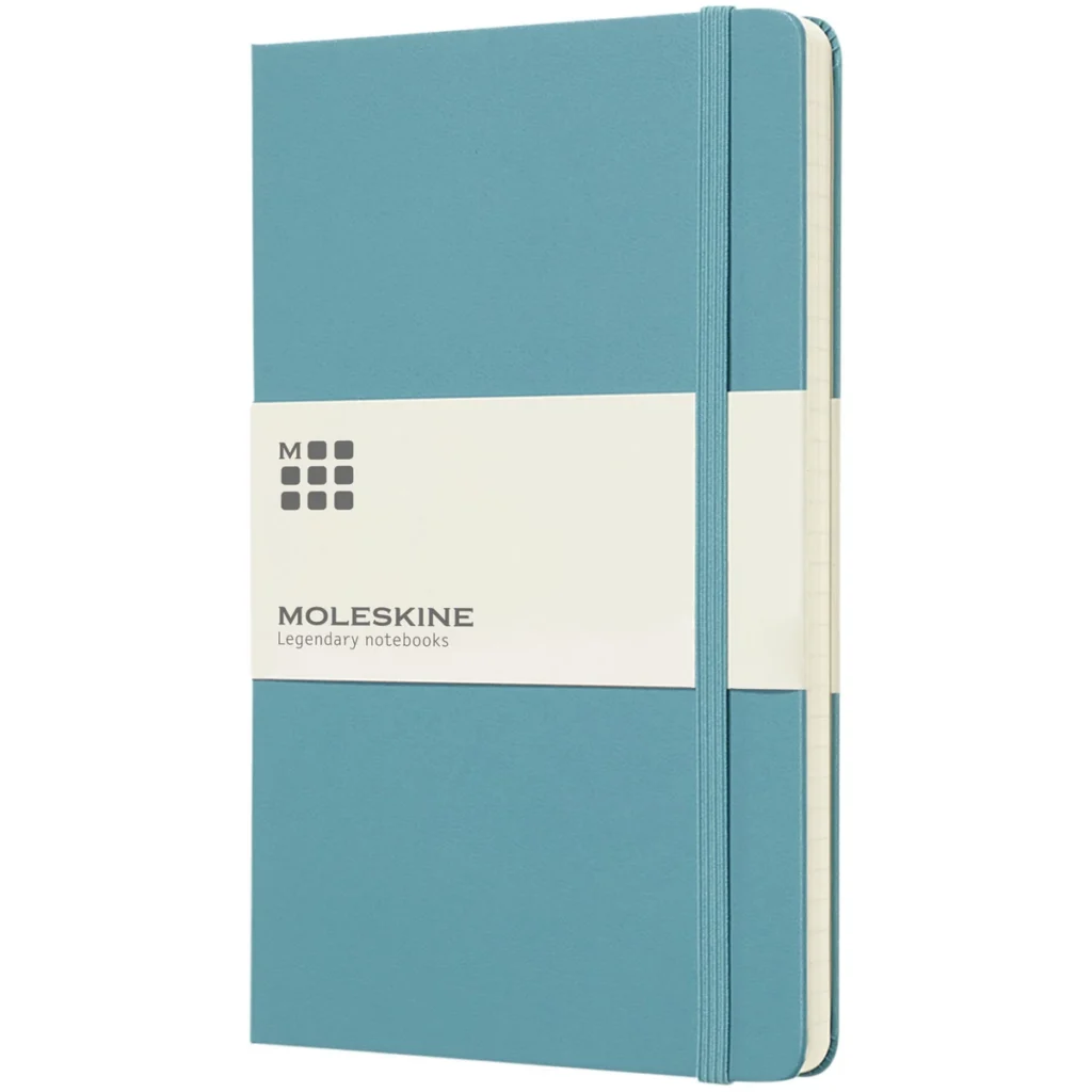 Moleskine Classic L hard cover notebook - ruled in Reef blue