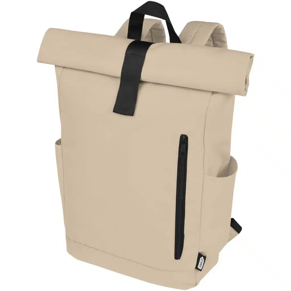 Byron 15.6" GRS RPET roll-top backpack 18L in Oatmeal