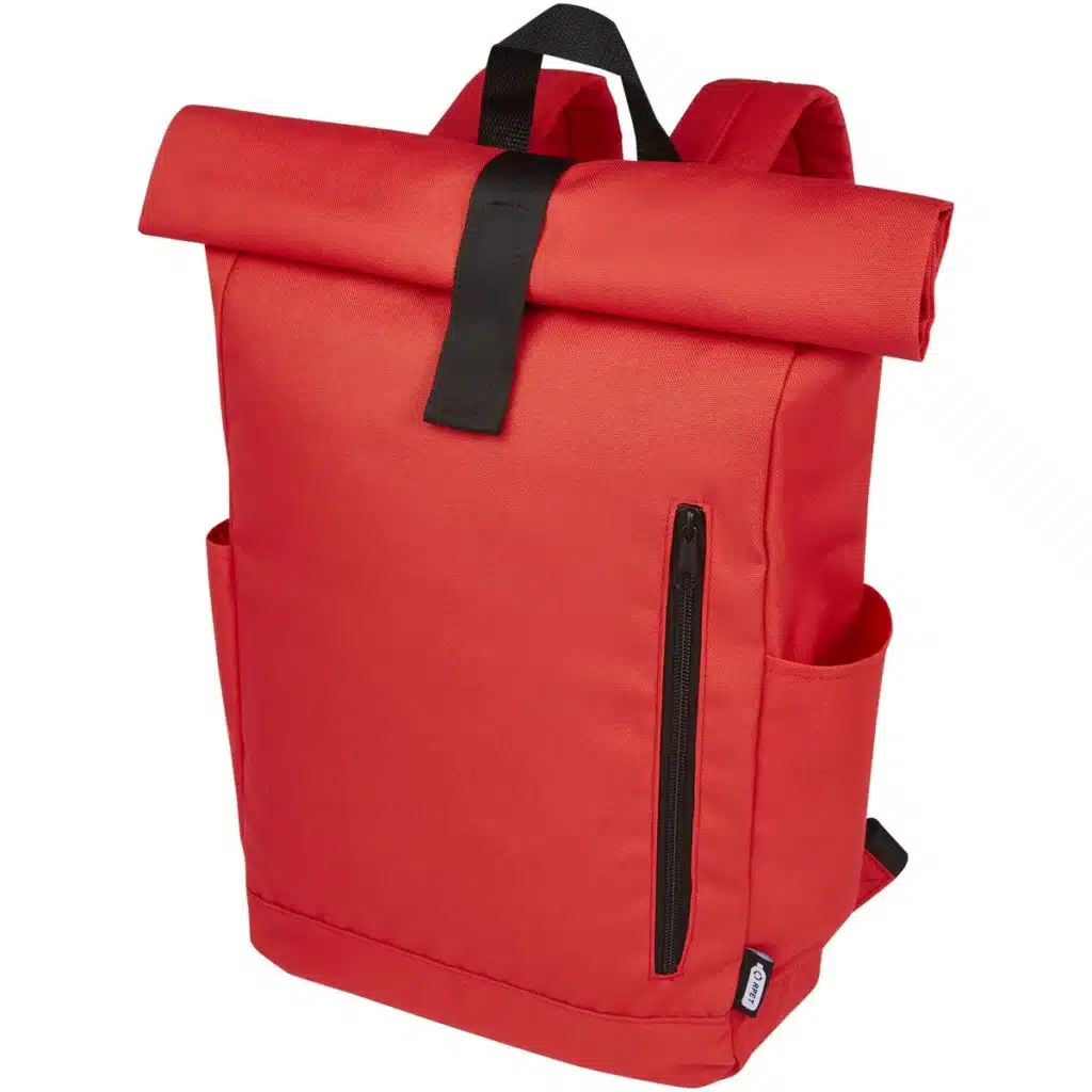 Byron 15.6" GRS RPET roll-top backpack 18L in Red