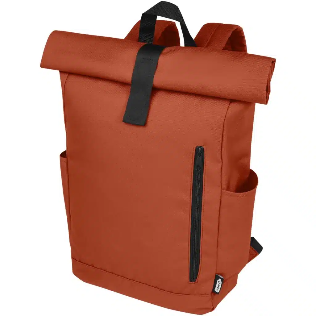 Byron 15.6" GRS RPET roll-top backpack 18L in Brick