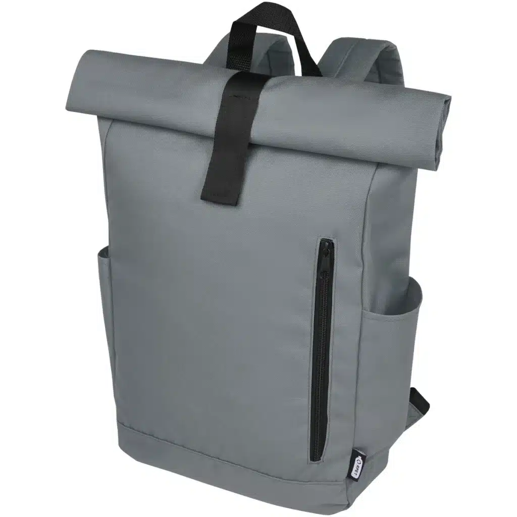 Byron 15.6" GRS RPET roll-top backpack 18L in Light grey