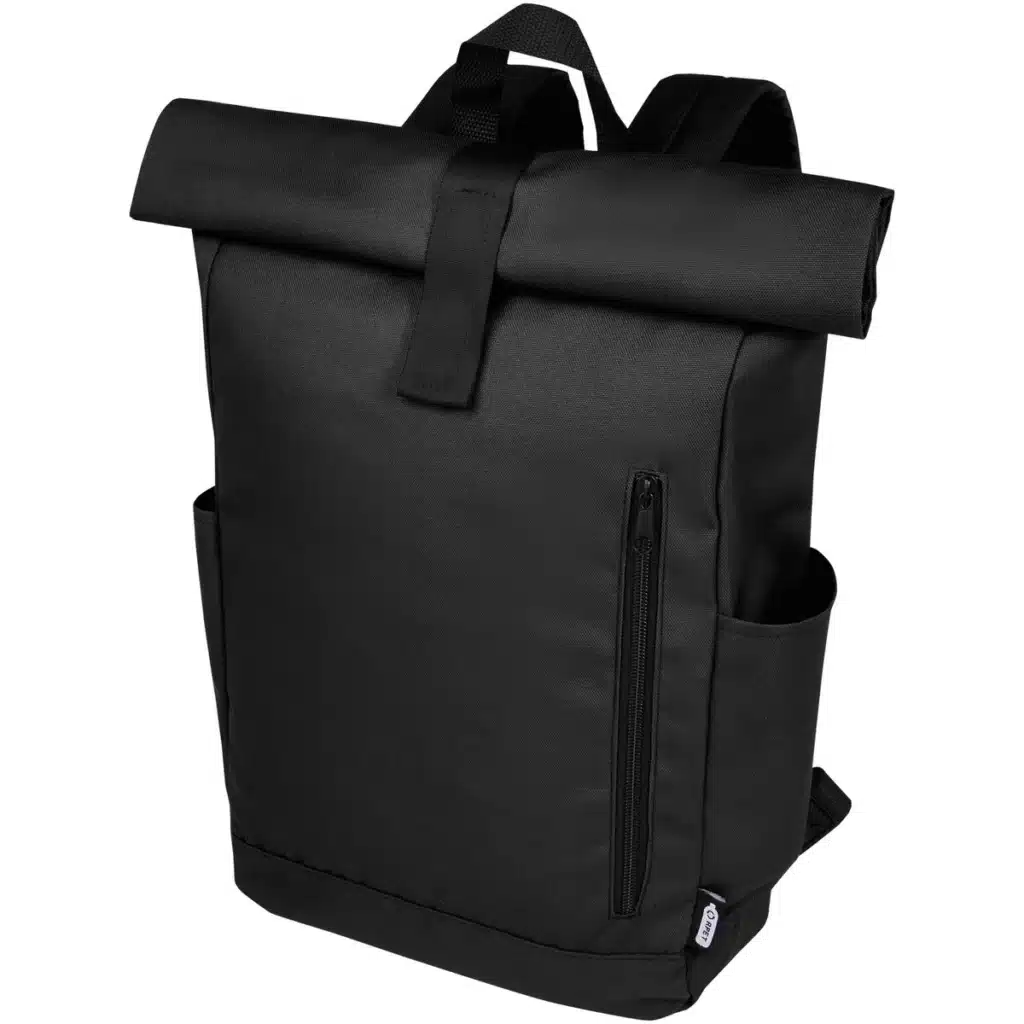 Byron 15.6" GRS RPET roll-top backpack 18L in Black
