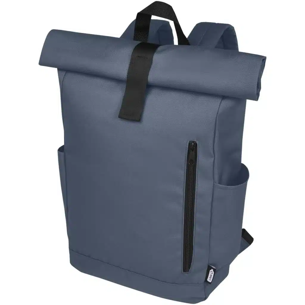 Byron 15.6" GRS RPET roll-top backpack 18L in Hale Blue