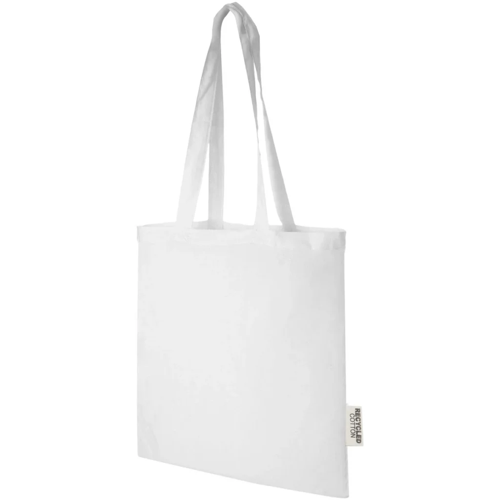 Madras 140 g/m2 GRS recycled cotton tote bag 7L in White