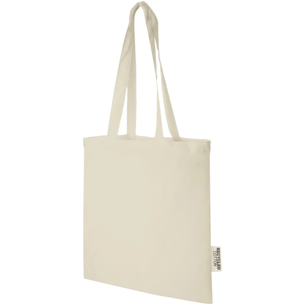 Madras 140 g/m2 GRS recycled cotton tote bag 7L in Natural