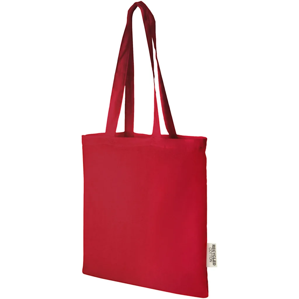 Madras 140 g/m2 GRS recycled cotton tote bag 7L in Red