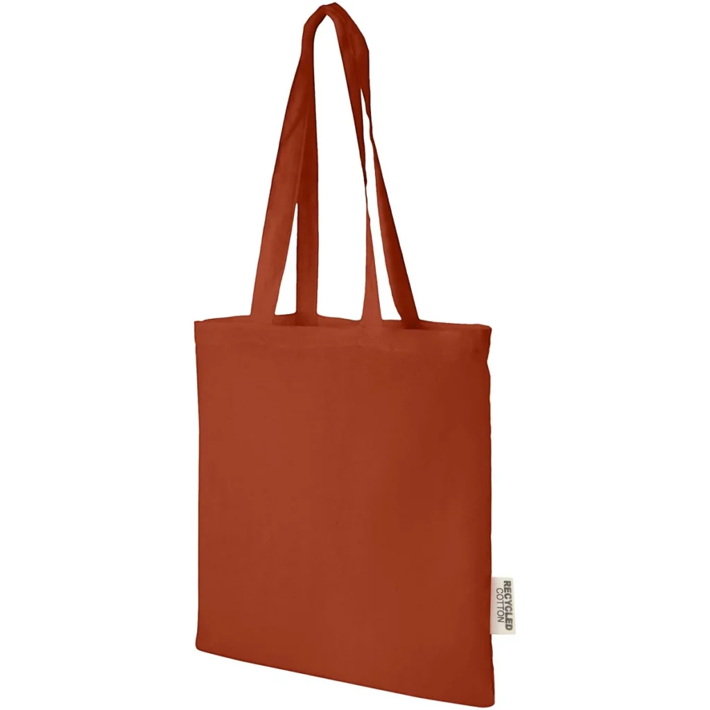 Madras 140 g/m2 GRS recycled cotton tote bag 7L in Brick