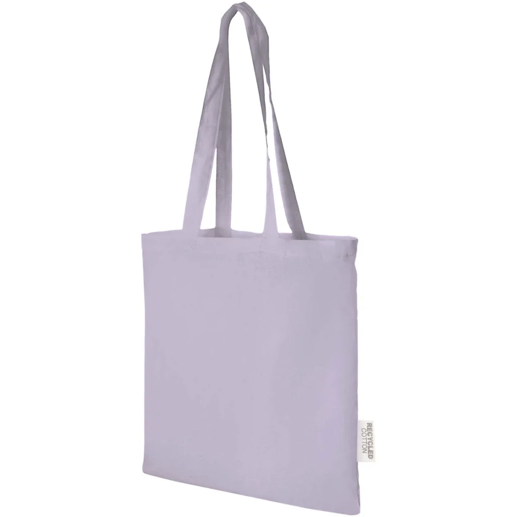 Madras 140 g/m2 GRS recycled cotton tote bag 7L in Lilac