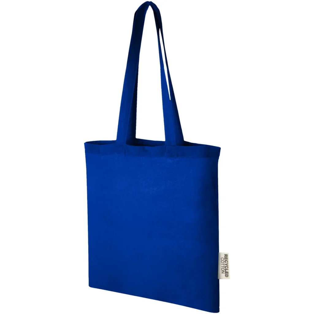 Madras 140 g/m2 GRS recycled cotton tote bag 7L in Royal blue