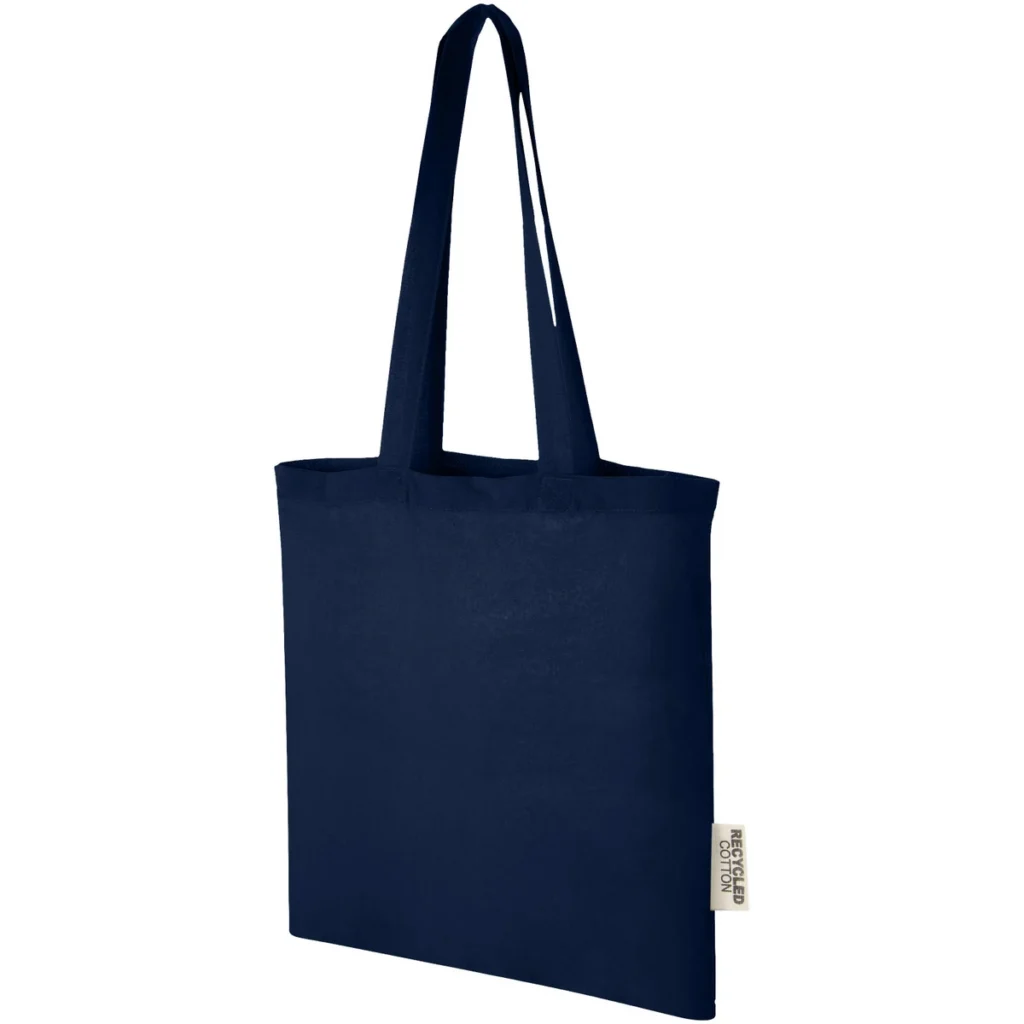 Madras 140 g/m2 GRS recycled cotton tote bag 7L in Navy