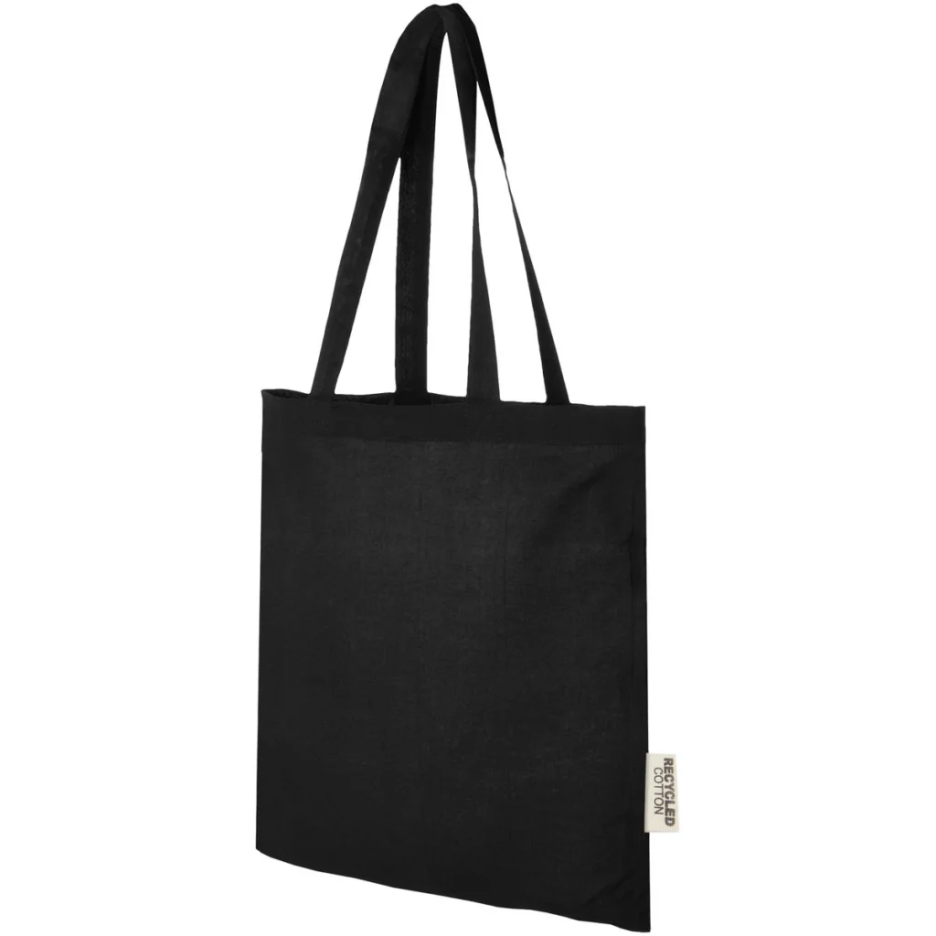 Madras 140 g/m2 GRS recycled cotton tote bag 7L in Black