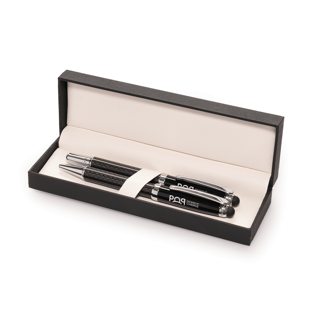 CARBON FIBRE BALL PEN AND ROLLERBALL SET