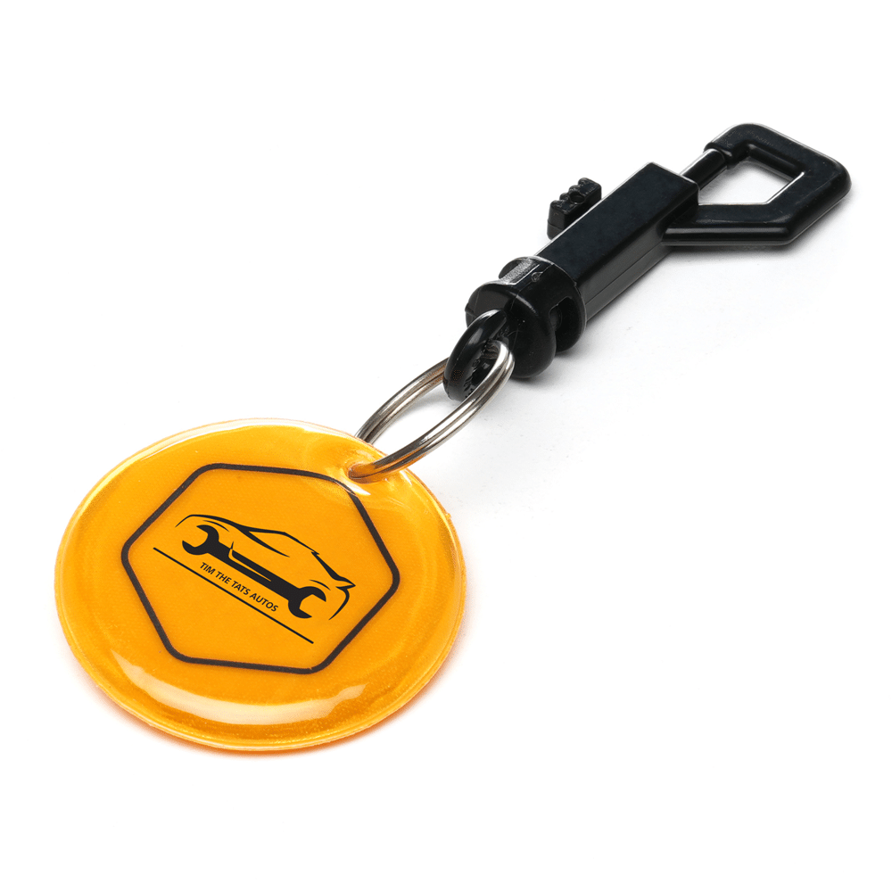 ROUND REFLECTIVE KEYRING WITH CLIP